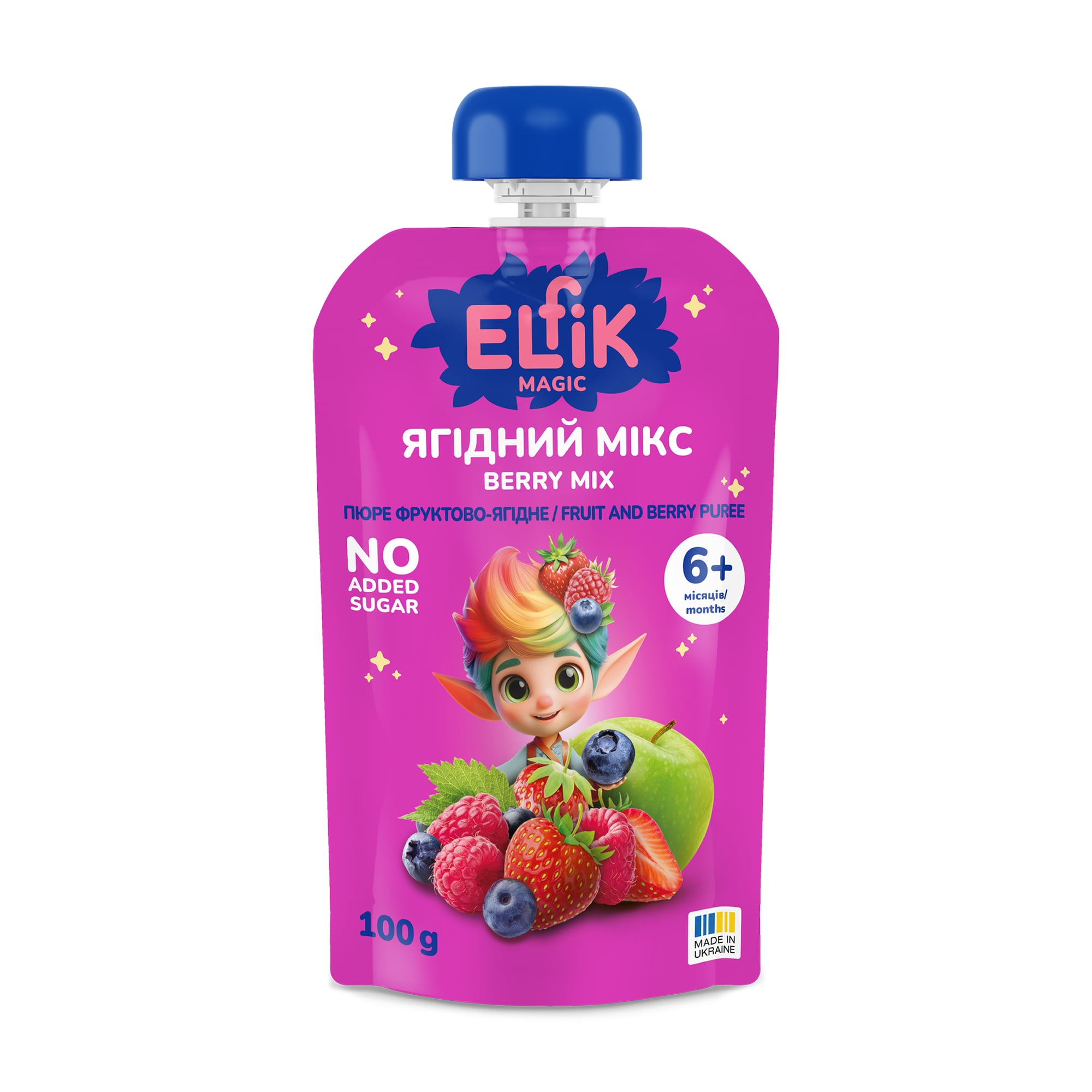 Дитяче фруктово-ягідне пюре Elfik Magic Ягідний мікс, від 6 місяців, 100 г