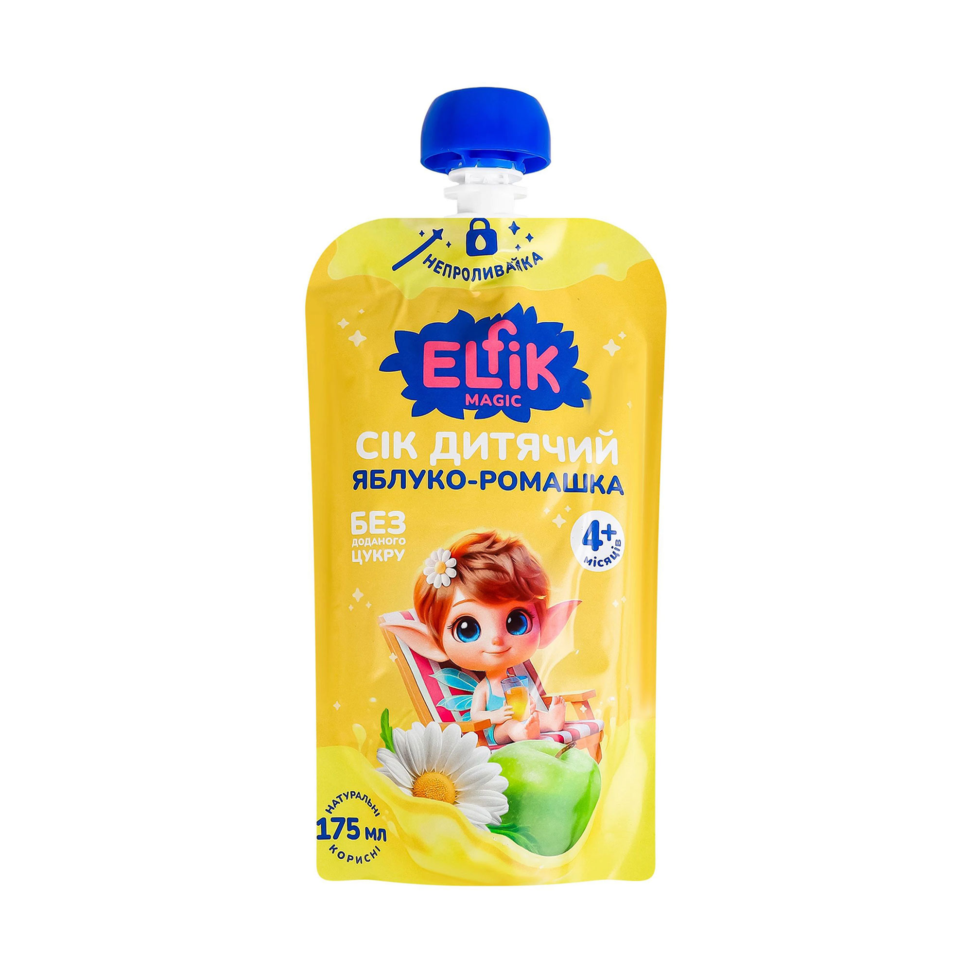 Сік дитячий Elfik Magic Яблуко-ромашка, без доданого цукру, від 4 місяців, 175 мл